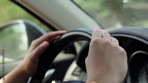 Wallpaper Mural woman in a modern car listening music hitting the steering wheel Torontodigital.ca