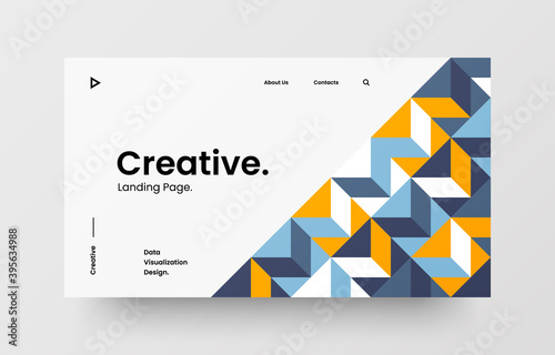 Website screen for responsive web design project development. Abstract geometric pattern banner. Corporate landing page vector illustration template.