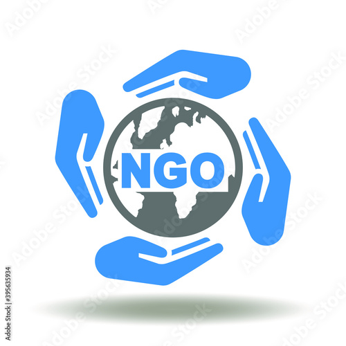 NGO Earth Planet Hands Palm Care Icon Vector. Non-Governmental Organization Conceptual Symbol.