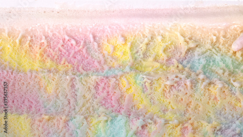 Top view Texture Rainbow colorful flavored ice cream, Food concept..