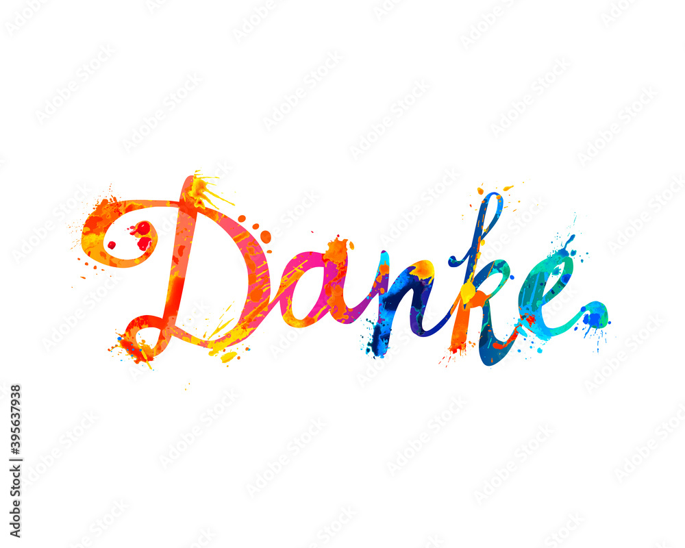 Thank you in German. Vector calligraphic letters of splash paint Stock Vector Adobe Stock