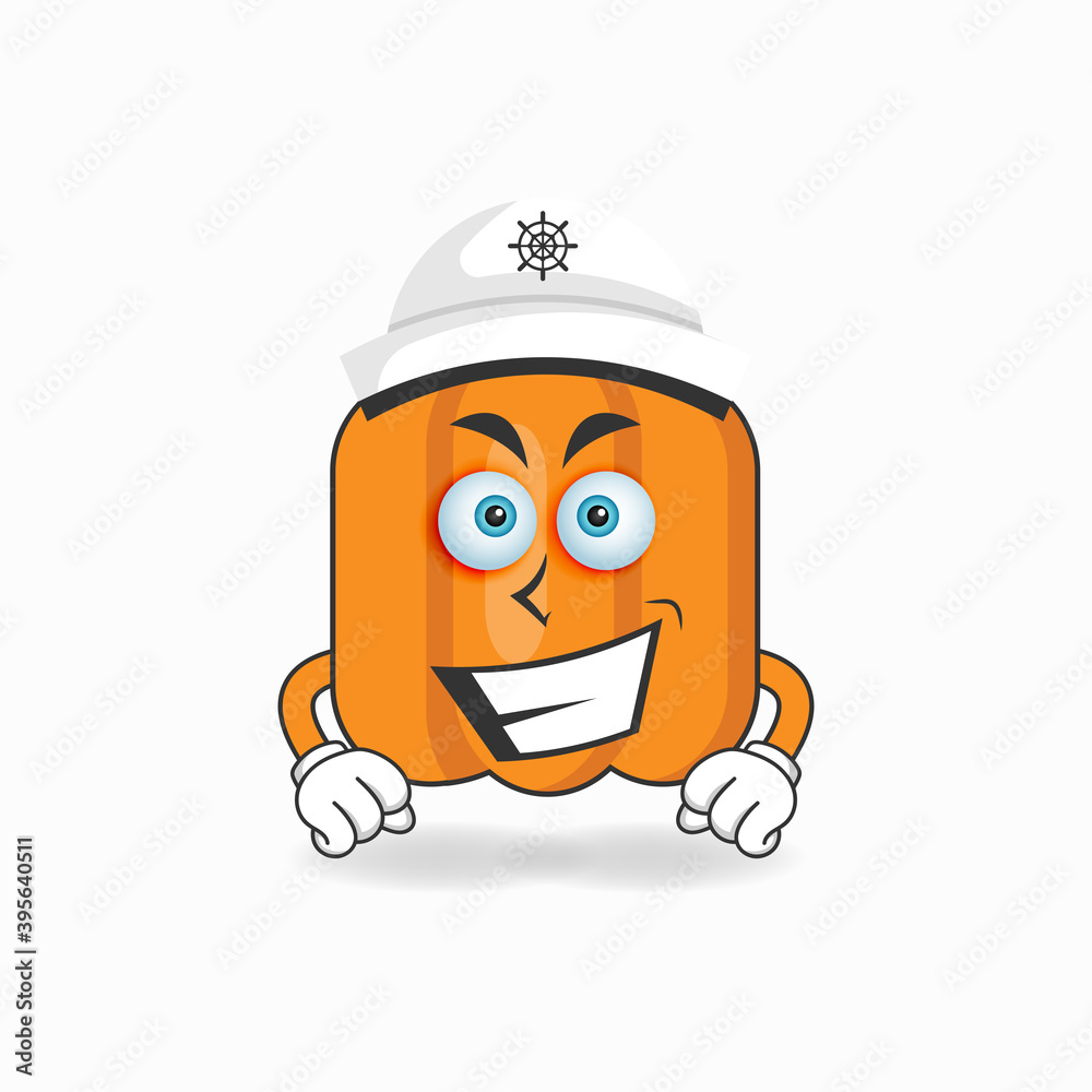 The Pumpkin mascot character becomes a captain. vector illustration
