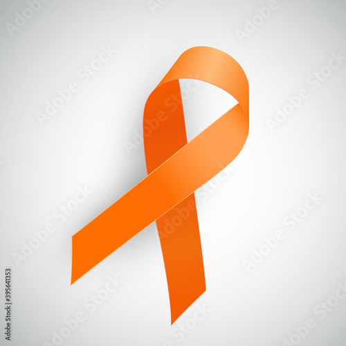 Orange Ribbon a Medical Symbol of Leukemia. Vector Illustration