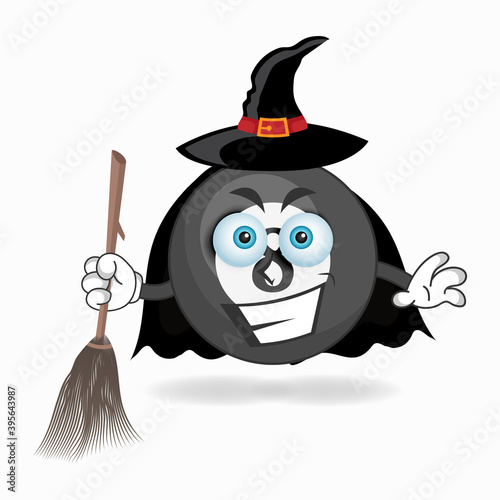 The Billiard ball mascot character becomes a magician. vector illustration