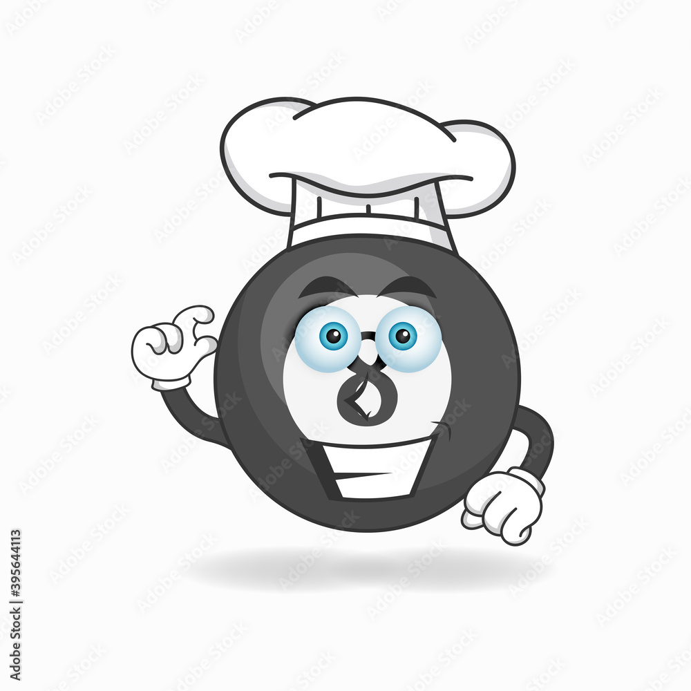 The Billiard ball mascot character becomes a chef. vector illustration The Billiard ball mascot character becomes a chef. vector illustration