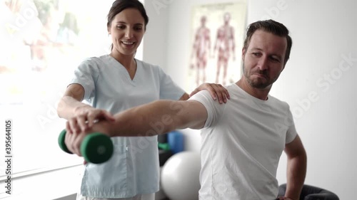 Physiotherapist worker doing treatment to his client