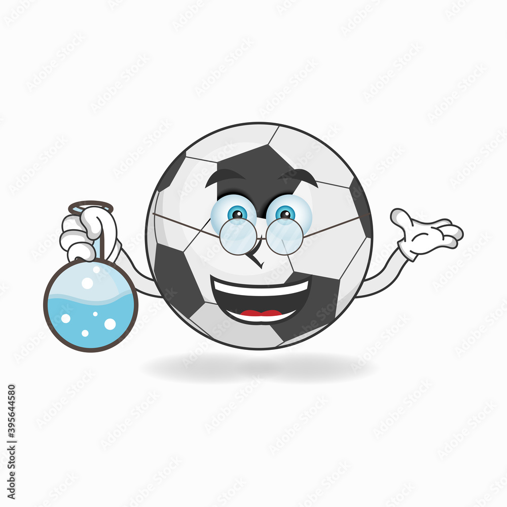 Obraz premium The Soccer Ball mascot character becomes a scientist. vector illustration