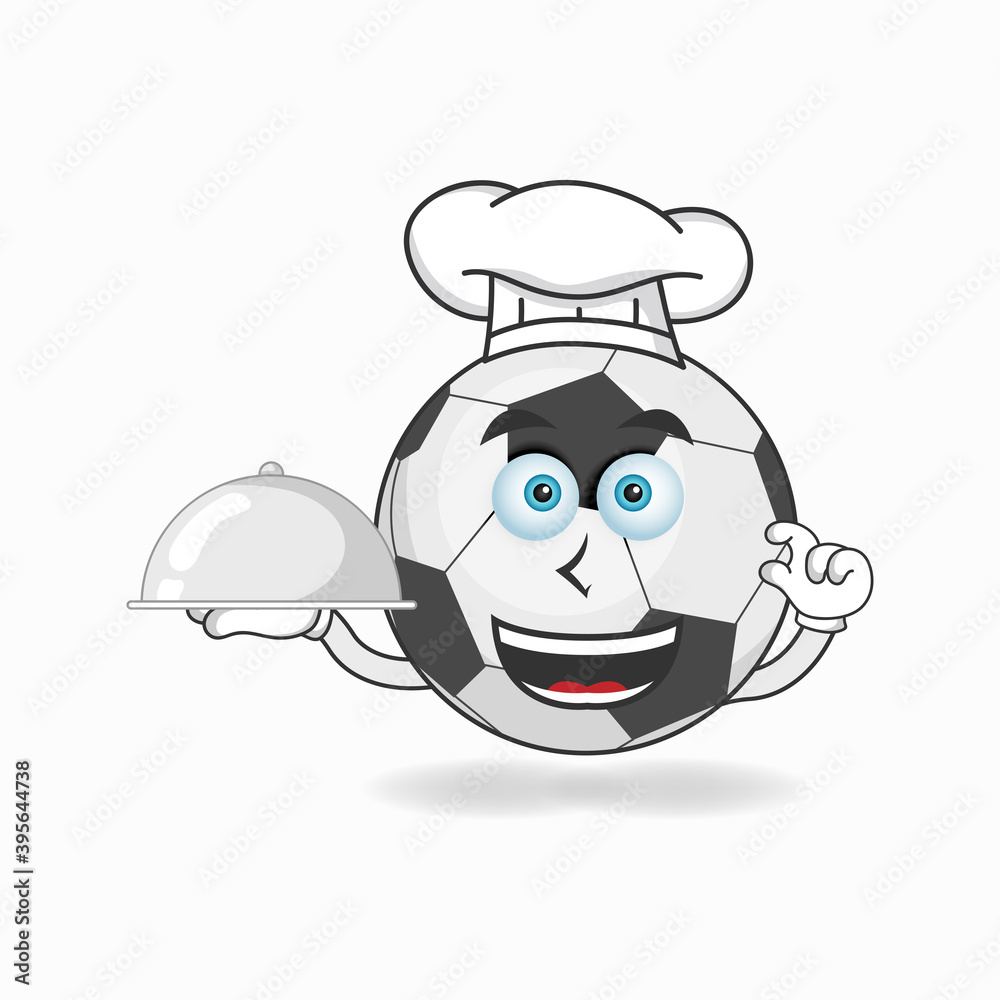 The Soccer Ball mascot character becomes a chef. vector illustration The Soccer Ball mascot character becomes a chef. vector illustration