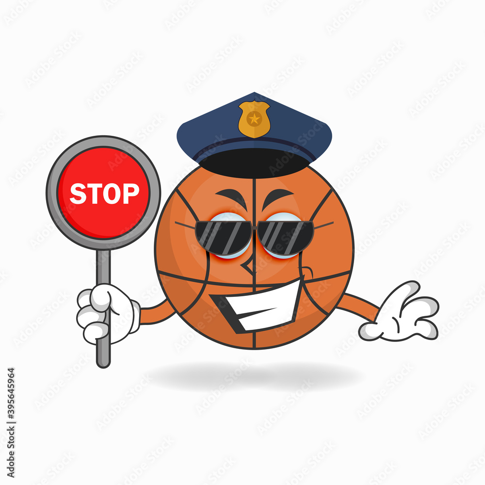 The Basketball mascot character becomes a policeman. vector illustration The Basketball mascot character becomes a policeman. vector illustration