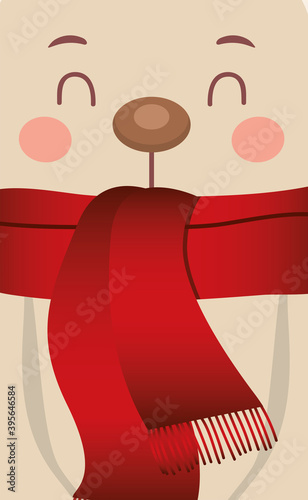 christmas polar bear with a scarf
