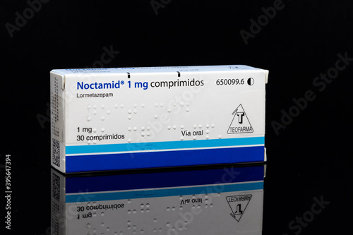 Huelva, Spain-November 26,2020: Lormetazepam Brand Noctamid from Teofarma  laboratory. Lormetazepam is considered a hypnotic benzodiazepine and is  officially indicated for moderate to severe insomnia foto de Stock | Adobe  Stock