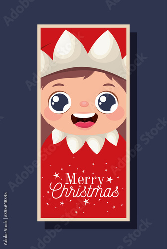 christmas elf and merry christmas lettering