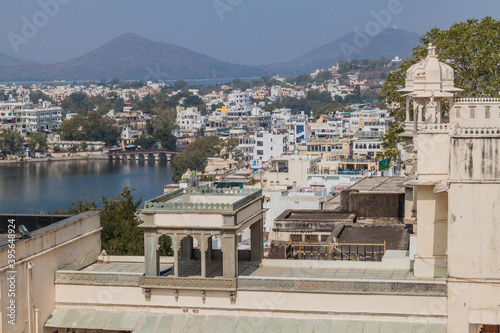 View of Udaipur from the City palace, Rajasthan state, India