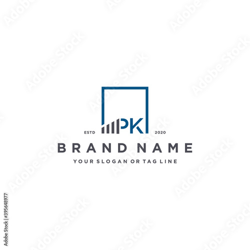 letter PK square logo finance design vector