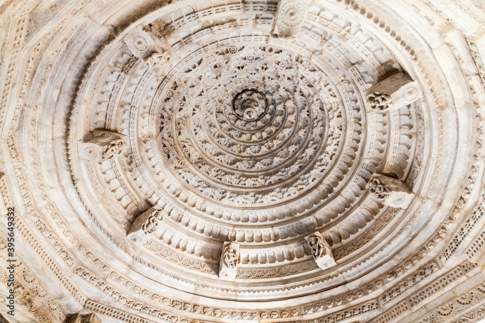 Cupola of Jain temple at Ranakpur, Rajasthan state, India