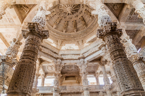 Carved marble interior of Jain temple at Ranakpur, Rajasthan state, India