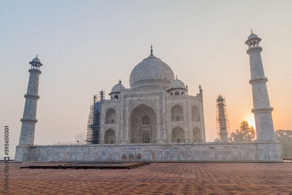 Early morning view of Taj Mahal in Agra, India