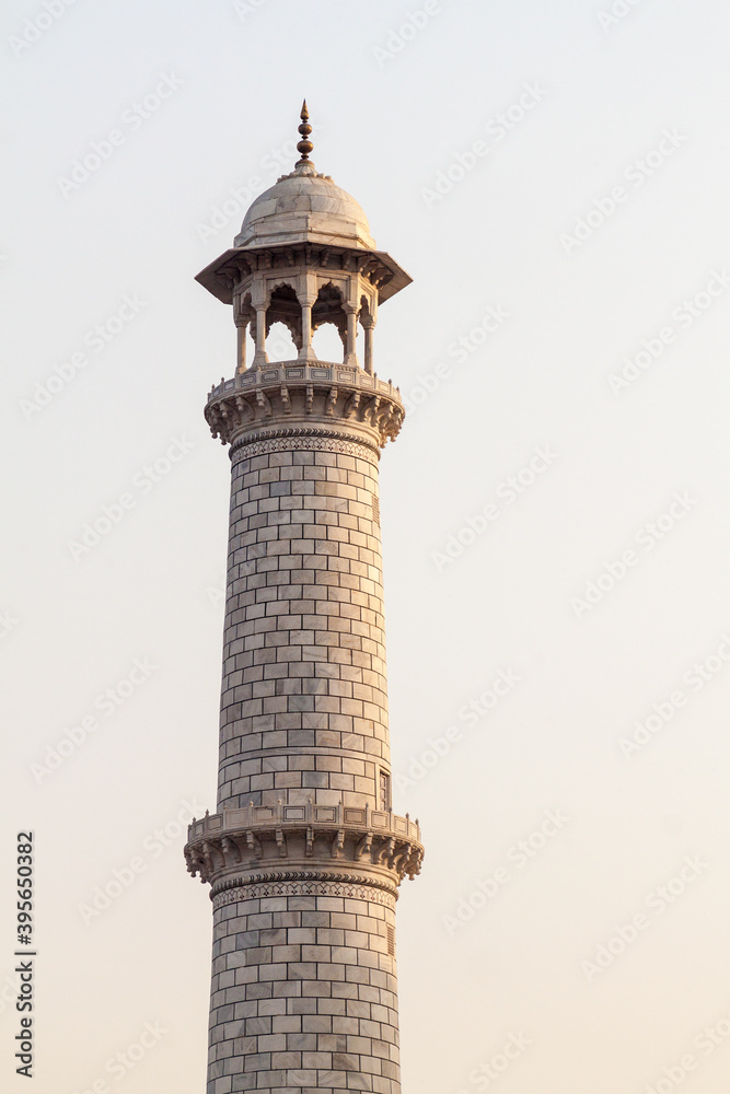 Minaret of Taj Mahal in Agra, India