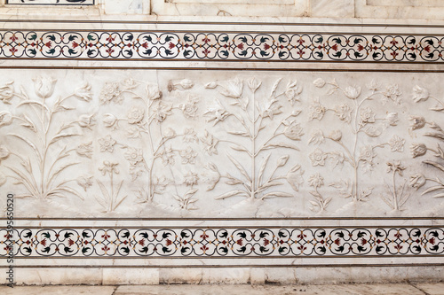 Detail of a wall of Taj Mahal in Agra, India