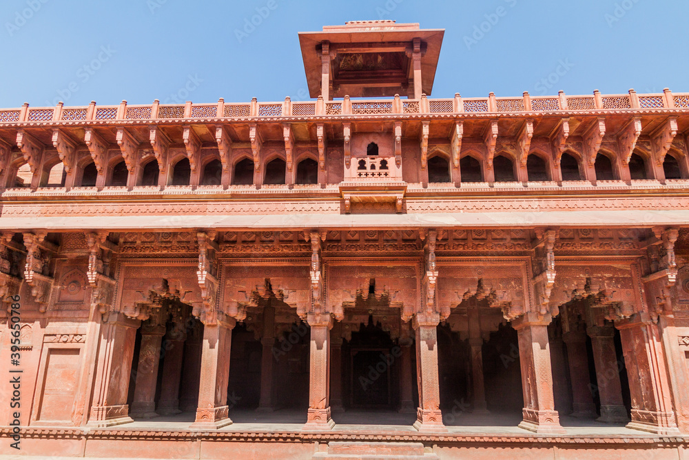 Jahangir Palace at Agra Fort, Uttar Pradesh state, India