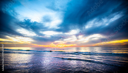 Fototapeta Naklejka Na Ścianę i Meble -  Beach at sunset with colorful sky, 