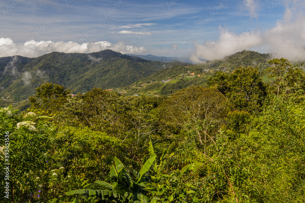 Fototapeta premium Landscape of mountains near Mount Kinabalu, Sabah, Malaysia
