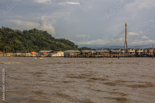 RIPAS Bridge behind Kampong Ayer water town in Bandar Seri Begawan, capital of Brunei © Matyas Rehak