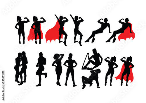 Woman Activity Silhouettes, art vector design 