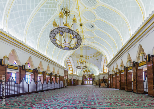 BANDAR SERI BEGAWAN, BRUNEI - FEBRUARY 27, 2018: Interior of Omar Ali Saifuddien Mosque in Bandar Seri Begawan, Brunei photo