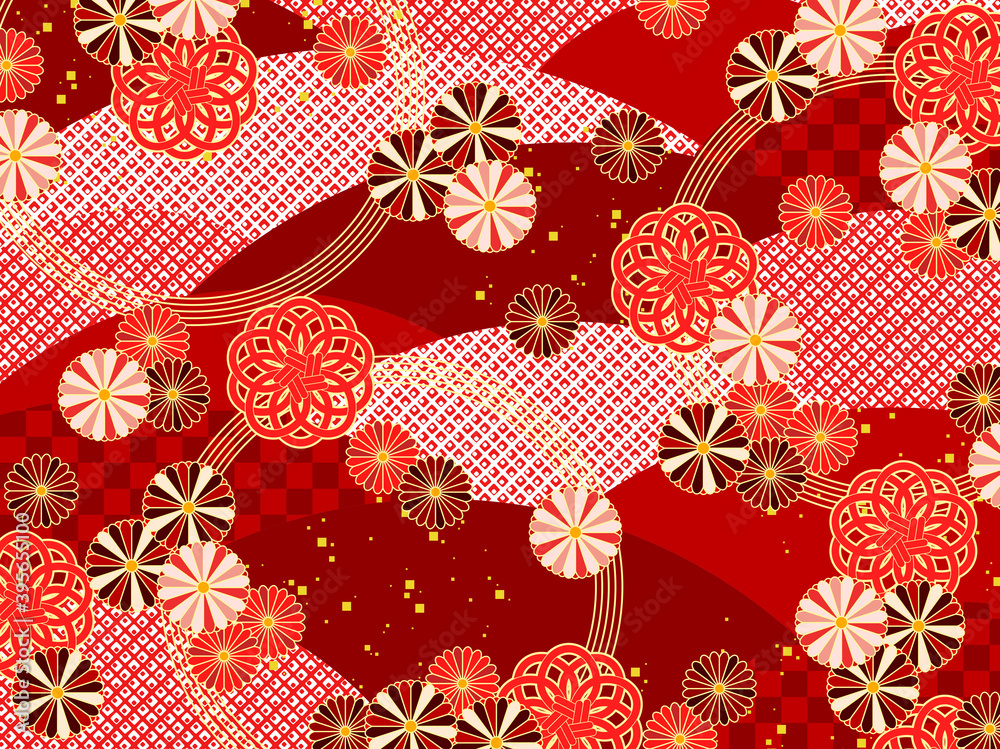 可愛い花の和柄の背景素材 Stock Vector | Adobe Stock
