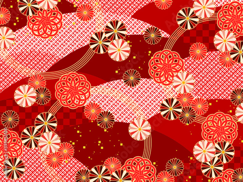 可愛い花の和柄の背景素材