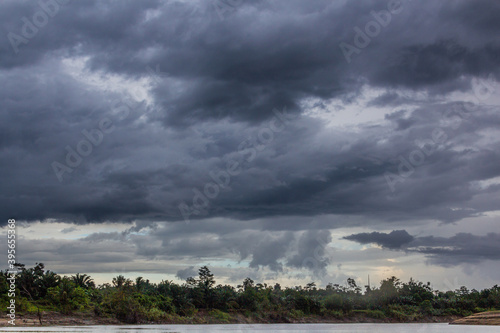 Dark clouds above Kinabatangan river, Sabah, Malaysia