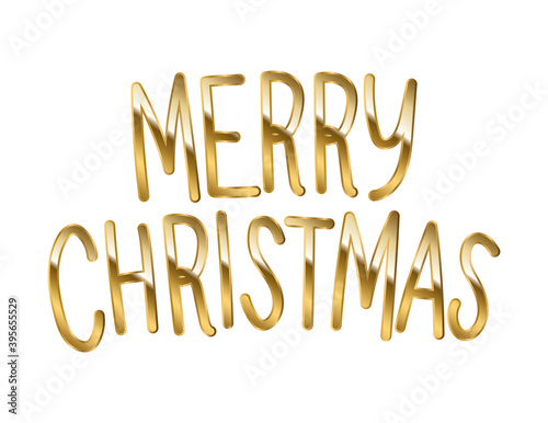 merry christmas in gold lettering on white background