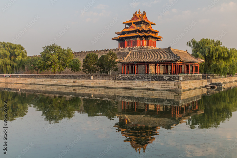 Corner tower of the Forbidden City in Beijing, China Corner tower of the Forbidden City in Beijing, China