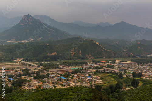 Gubeikou village and the section of the Great Wall of China.