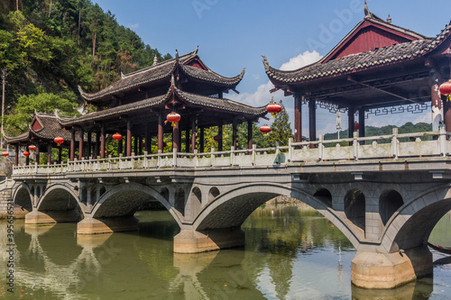 Bridge crossing Tuo river in Fenghuang Ancient City, Hunan province, China