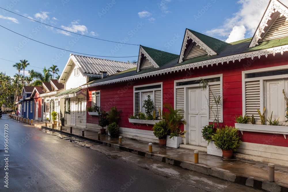Colorful houses in Las Terrenas, Dominican Republic