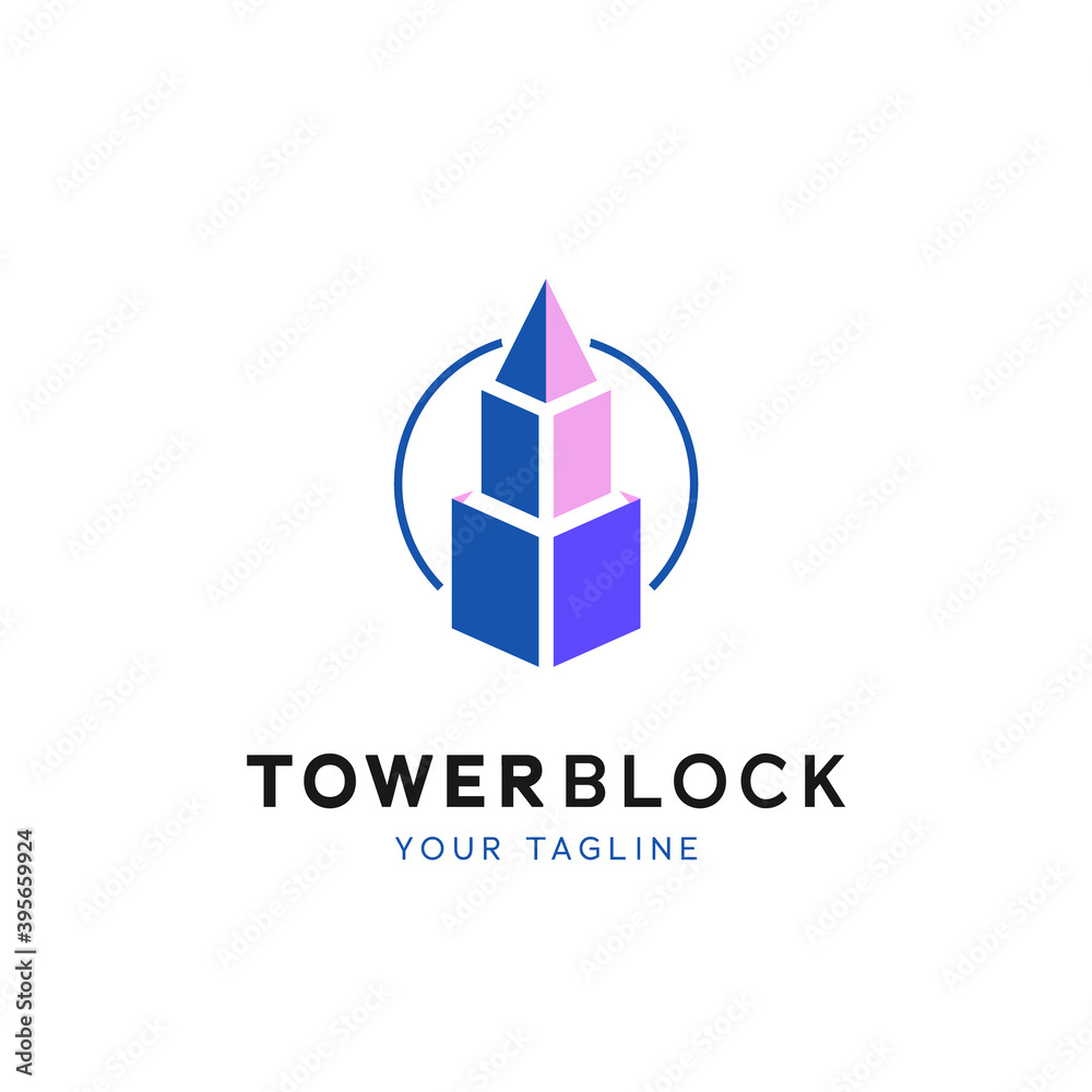 Tower building block logo icon symbol template Tower building block logo icon symbol template