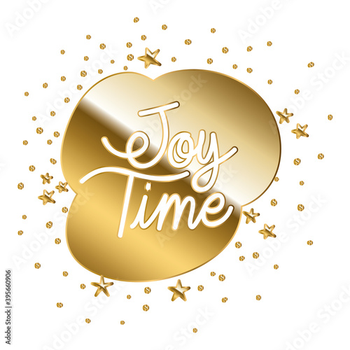 joy time in gold lettering with stars