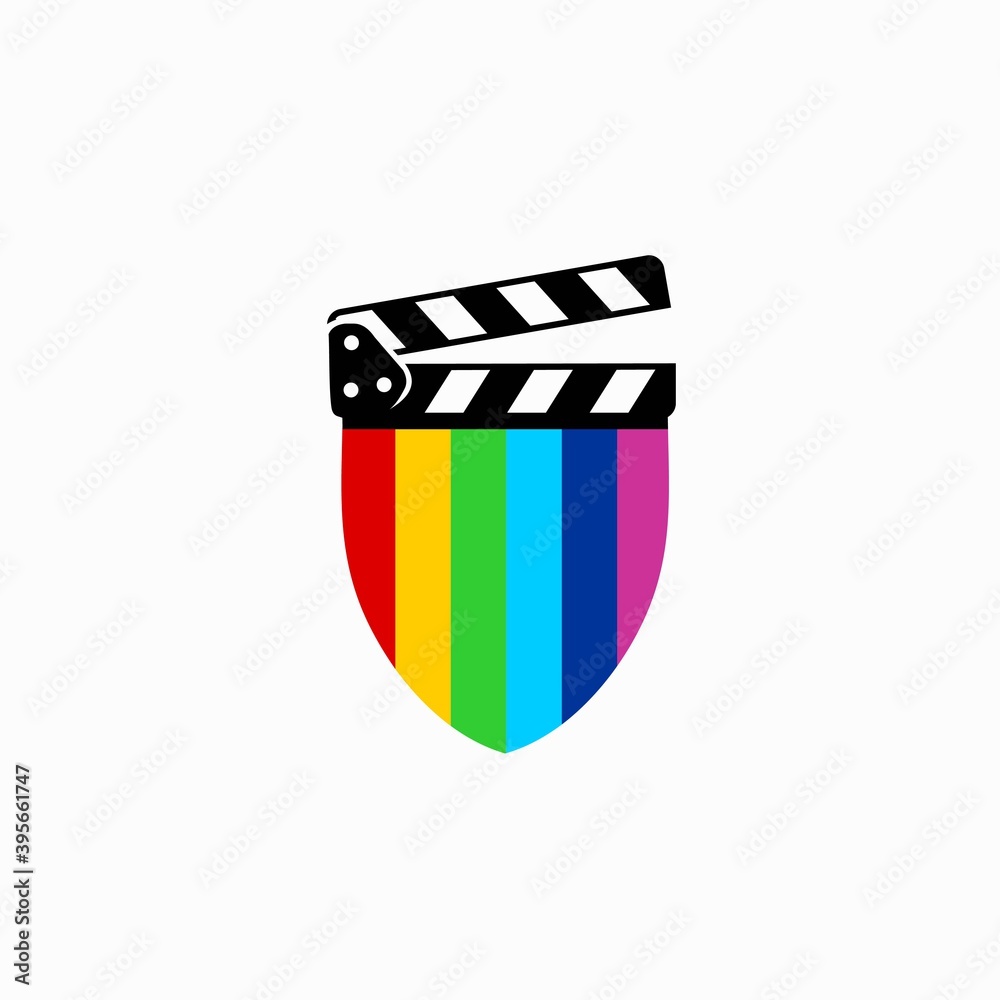 film logo with shield concept, rainbow concept
