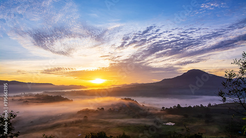 Landscape of sunset and mountain viewpoint in Phetchabun province Thailand.