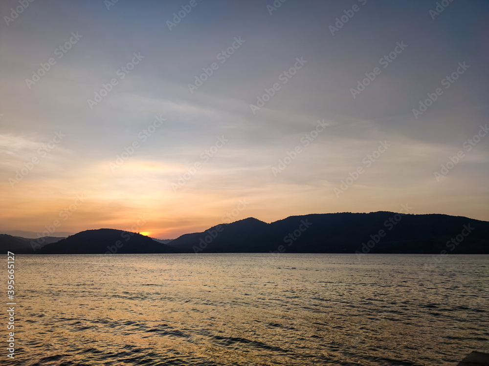 Sunset  With sea and mountain views, evening atmosphere, a place of relaxation and rest.