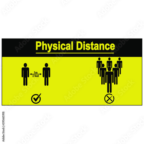 Physical distancing or Social distancing. Keep the 1 meter or 3 feet distance. Coronovirus epidemic protective. Vector illustration.