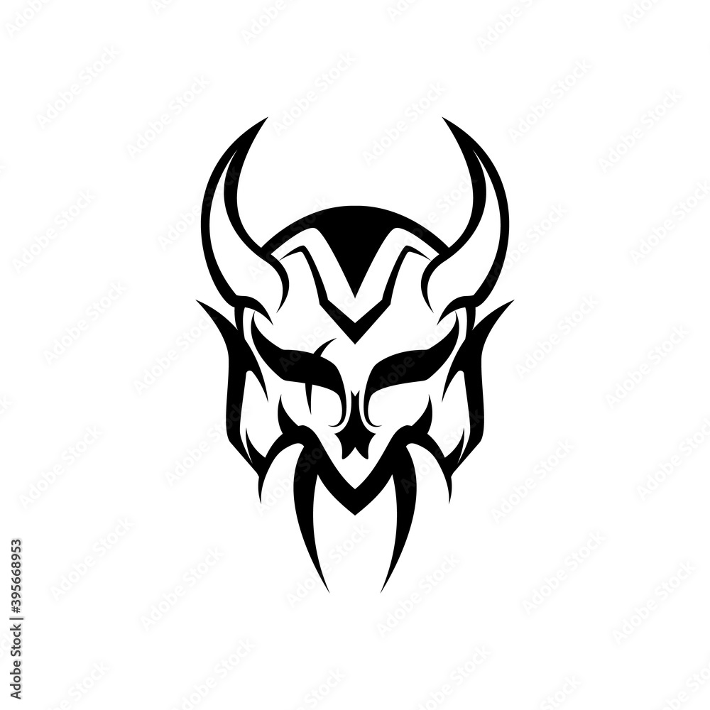 Devil Mask in white Background and black Lineart, can use for tattoo, logo, and more Devil Mask in white Background and black Lineart, can use for tattoo, logo, and more