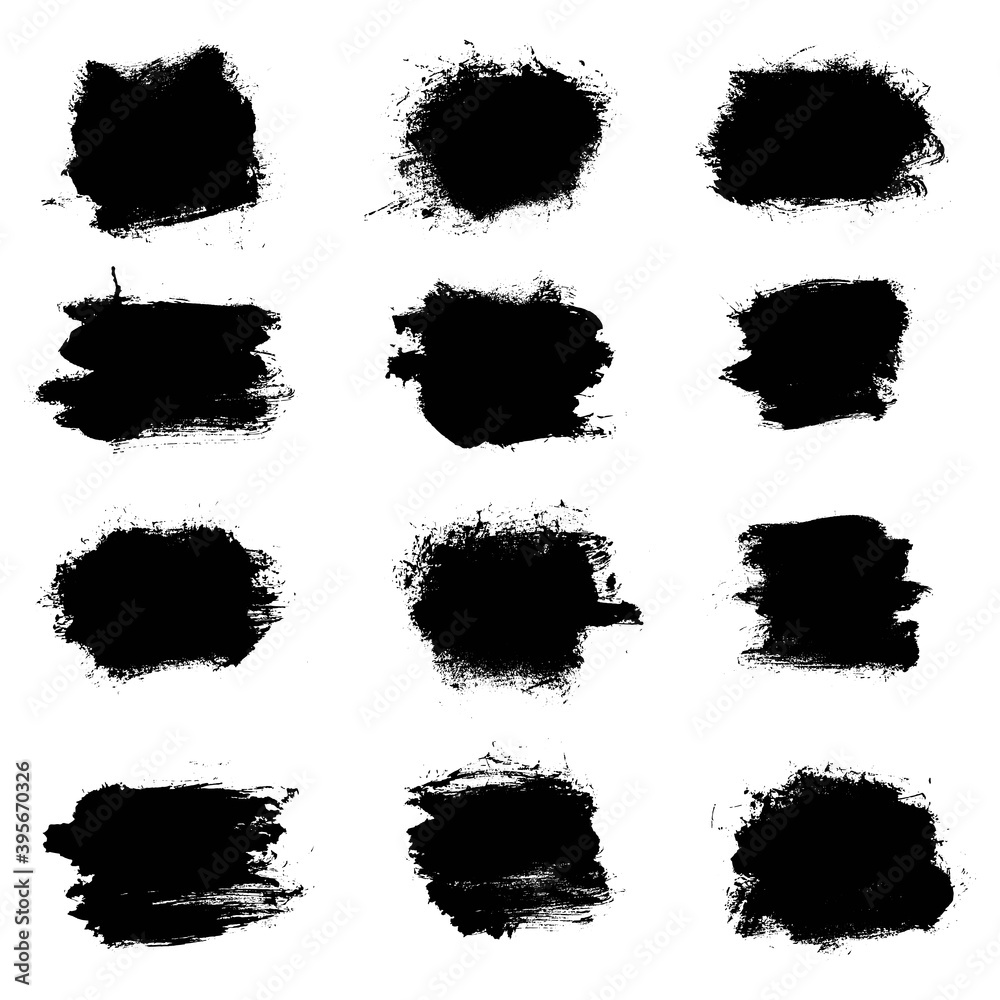 Vector grunge collection black brush stroke place for text.