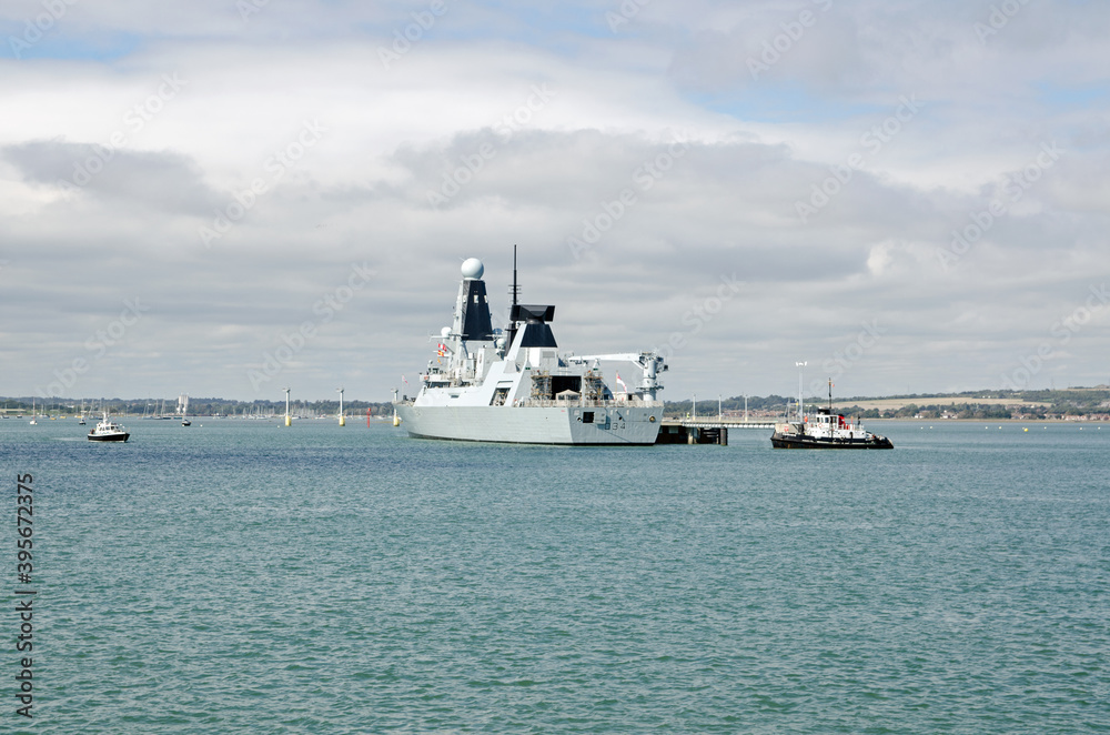 Royal Navy Destroyer HMS Diamond in Portsmouth Harbour