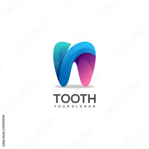 Tooth dental logo gradient colorful abstract design vector