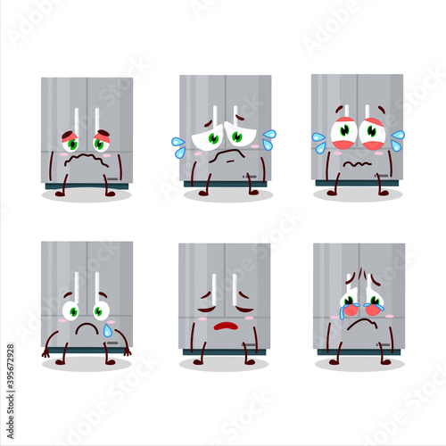 Refrigerator in cartoon character with sad expression