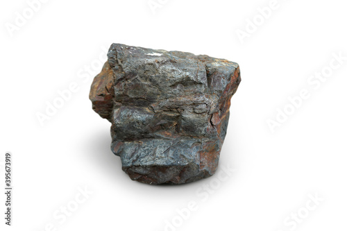 hematite rock (haematite, iron ore), mineral stone isolated on white background. photo