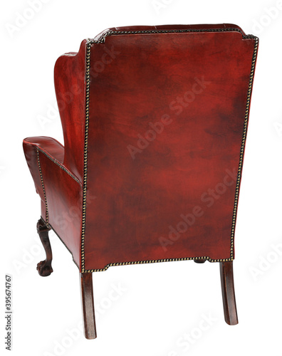 Wing back chair leather with clipping path.